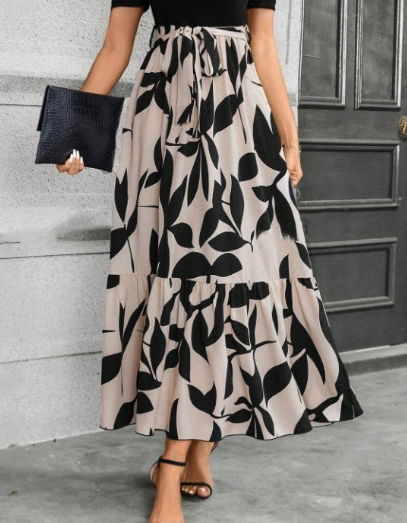 Elizabeth - Neckholder-Spleißkleid mit Blumendruck