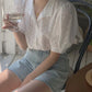Lorelei - Damen Chiffonbluse mit einfarbigem V-Ausschnitt