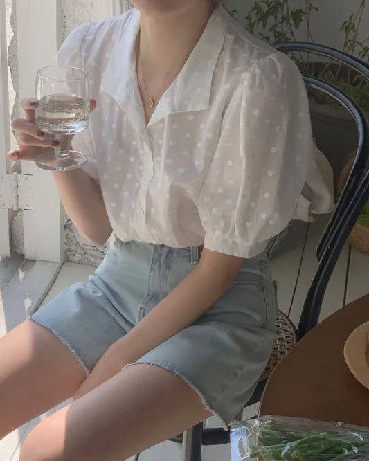 Lorelei - Damen Chiffonbluse mit einfarbigem V-Ausschnitt