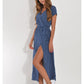 Cassandra Sommerkleid mit V-Ausschnitt und kurzen Ärmeln