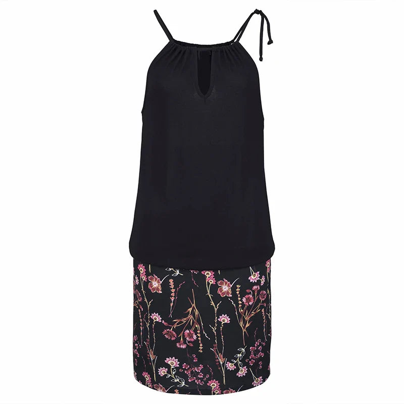 Fiona - Schwarzes Ärmelloses Sommerkleid