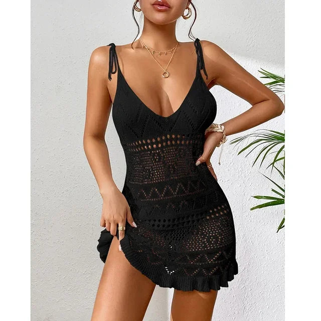 Sofia - Khakifarbenes Häkelkleid