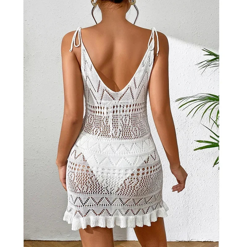 Sofia - Khakifarbenes Häkelkleid
