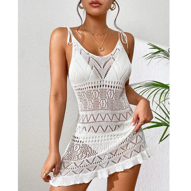 Sofia - Khakifarbenes Häkelkleid