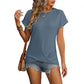 Clara - Beige Strukturiertes T-Shirt
