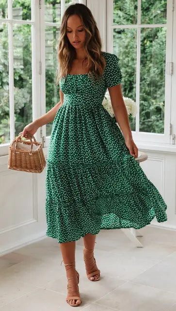Clara - Marineblaues Sommerkleid mit Rüschen