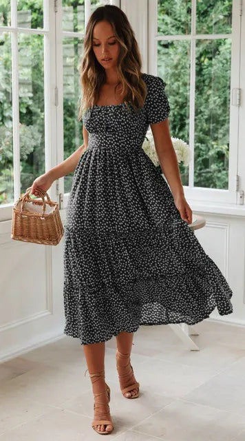 Clara - Marineblaues Sommerkleid mit Rüschen