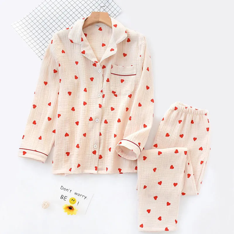 Lenea - doppellagiges pyjama-set aus baumwolle