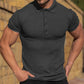PETER - Herren Slim Fit Einfarbig Geripptes Atmungsaktives Polo-Shirt