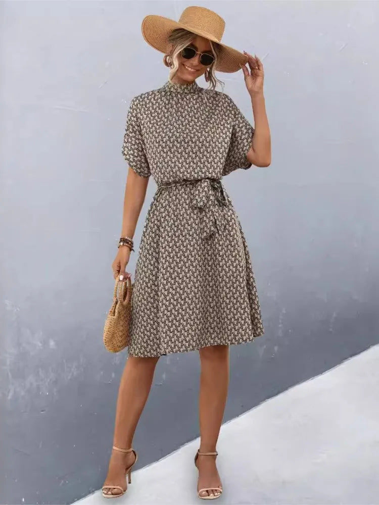 Bella - Khakifarbenes Wickelkleid mit Gürtel