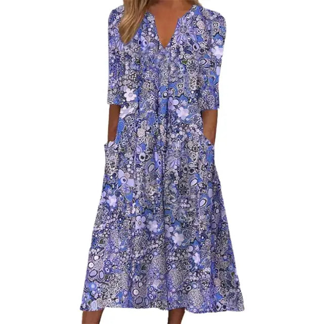 Charlotte - Lila Blumenmuster Kleid
