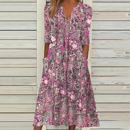 Charlotte - Lila Blumenmuster Kleid