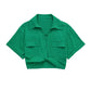 Hilda - Damen Vintage Kurzarm Leinen Crop Shirt
