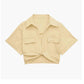Hilda - Damen Vintage Kurzarm Leinen Crop Shirt