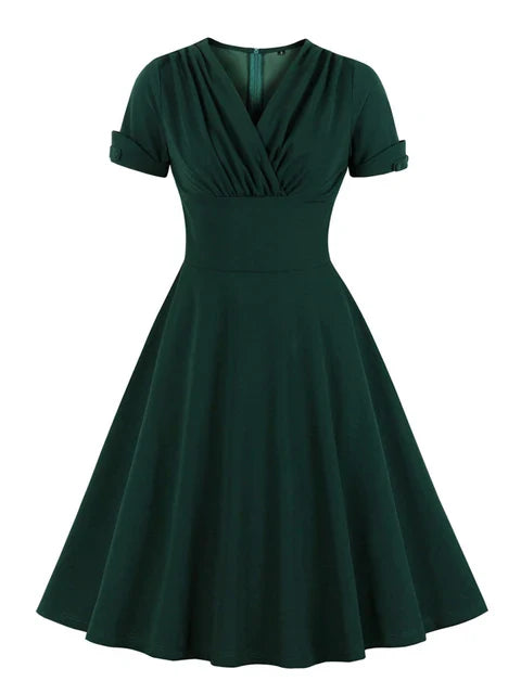 Eva - Schwarzes V-Ausschnitt Wickelkleid