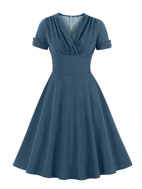 Eva - Schwarzes V-Ausschnitt Wickelkleid