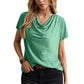 Eva - Schwarzes Cowl-Neck T-Shirt
