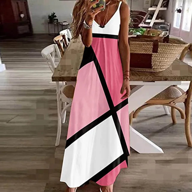 Lara - Grafisches Maxikleid in Türkis