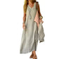 Nora - Graues Leinen Maxikleid