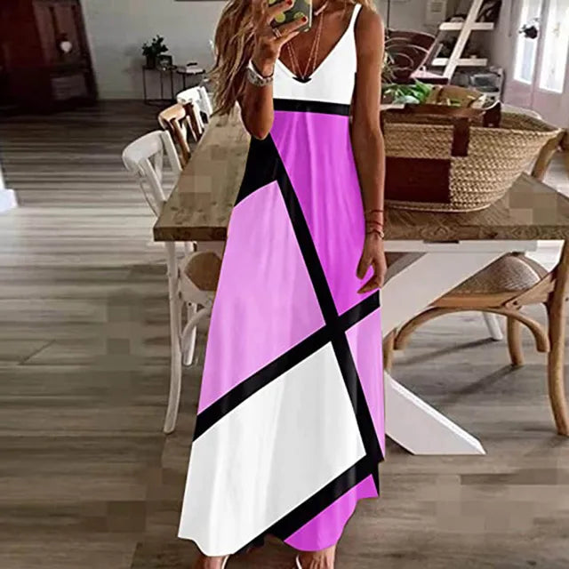 Lara - Grafisches Maxikleid in Türkis
