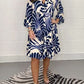 Susanna - Bedrucktes mittellanges Kleid mit ausgestellten Ärmeln
