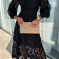 Liah - Romantisches, sinnliches und elegantes Midikleid mit Laternenärmeln aus Häkelspitze