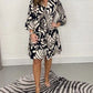 Susanna - Bedrucktes mittellanges Kleid mit ausgestellten Ärmeln