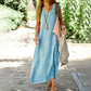 Nora - Graues Leinen Maxikleid