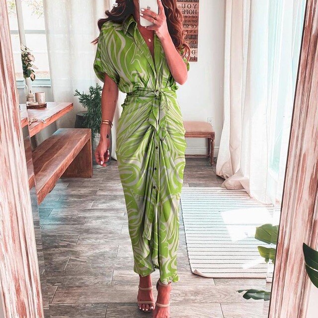 Marie | Boho Multicolor Print Kleid
