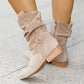 Avice - Lässige niedrige Absätze Runde Plus Größe Faux Stiefel