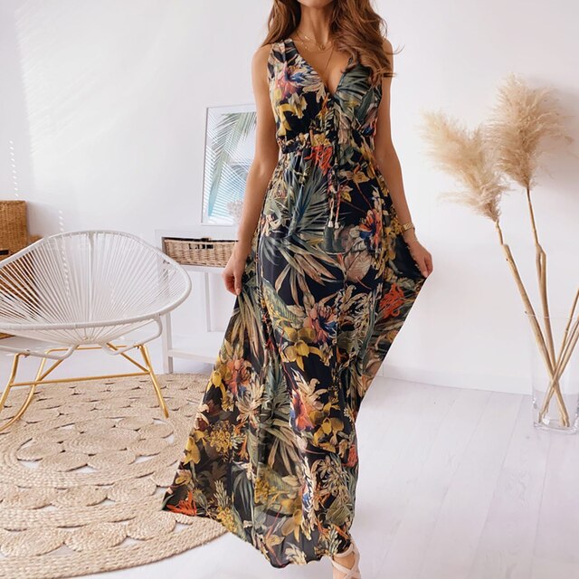 Hannah | Maxikleid mit tiefem V-Ausschnitt