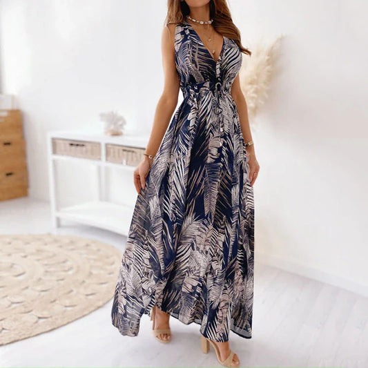VICTORIA - Tiefes Maxikleid mit V-Ausschnitt