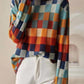 FallStil® - Herbst Pullover mit hohem Halsausschnitt im Schachbrettmuster