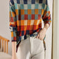 FallStil® - Herbst Pullover mit hohem Halsausschnitt im Schachbrettmuster