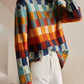 FallStil® - Herbst Pullover mit hohem Halsausschnitt im Schachbrettmuster