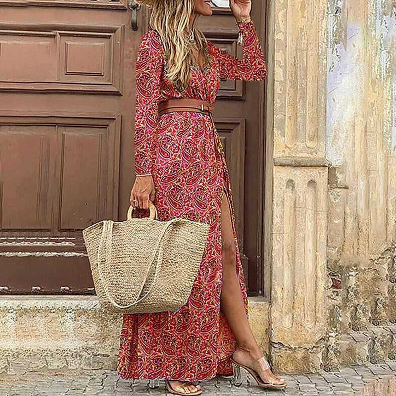 Carmen - Bohemian Maxikleid in Rot