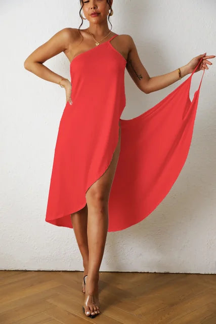 Nina - Korallenroter Strandkleid