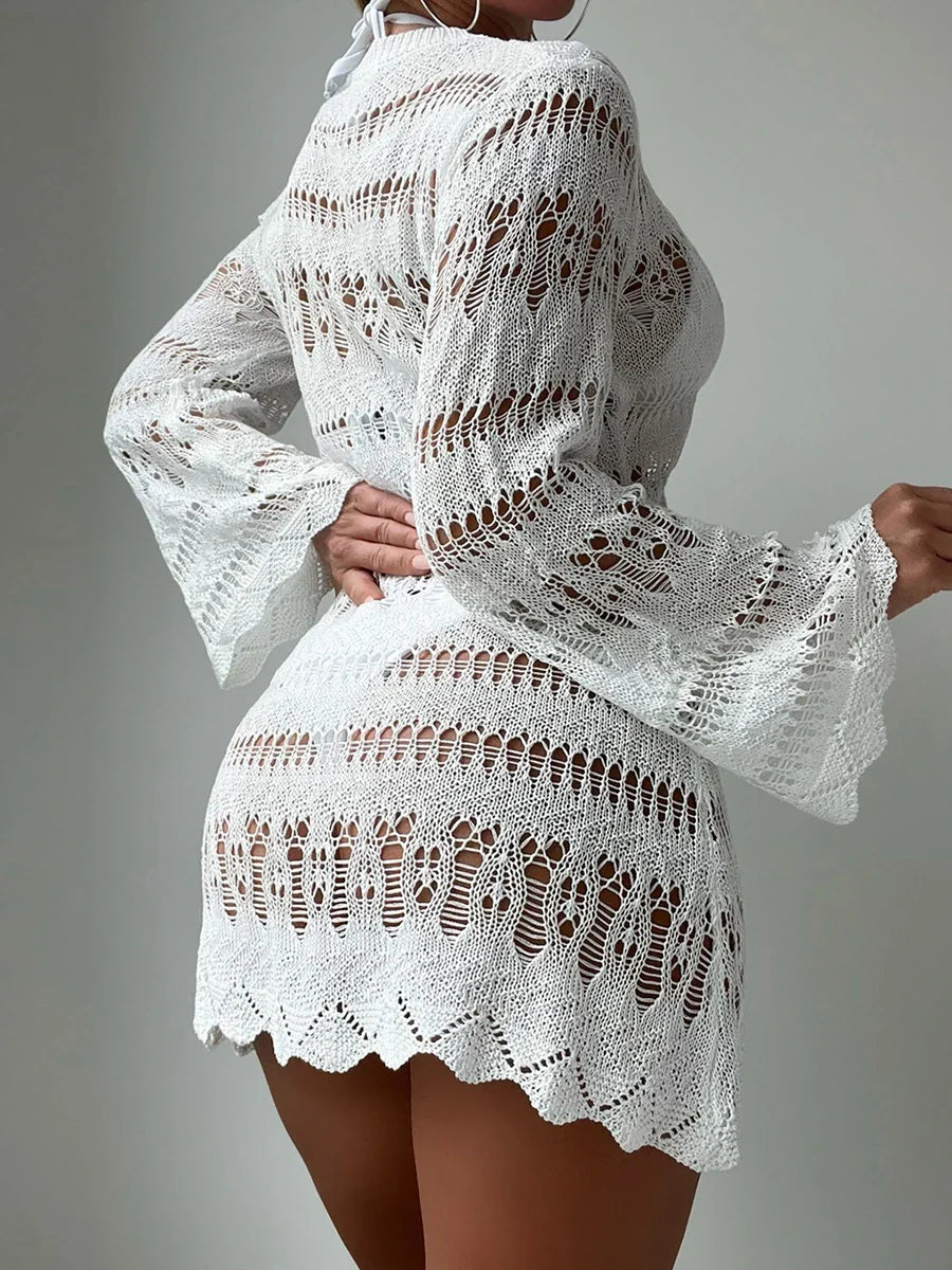 Sophie - Weißes Häkel-Strandkleid
