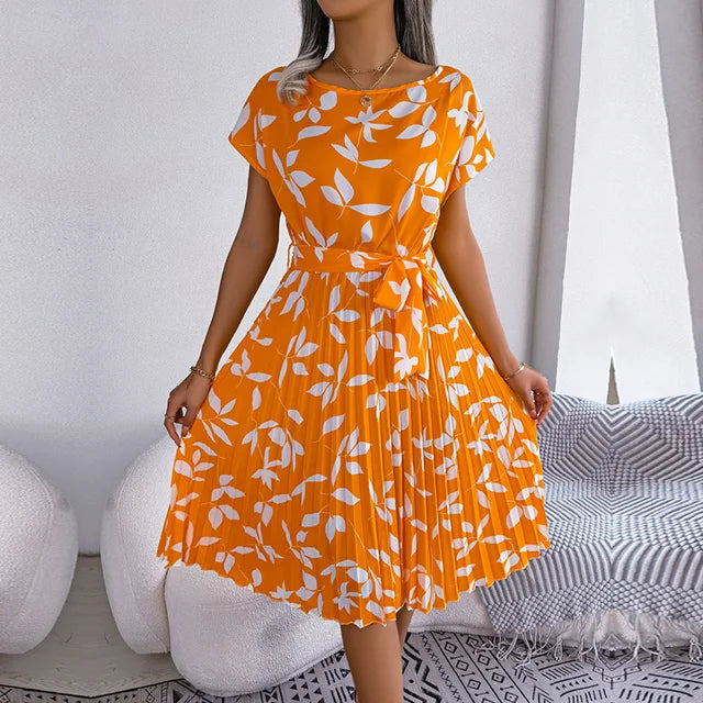 Clara - Blaues Blütenmuster Sommerkleid