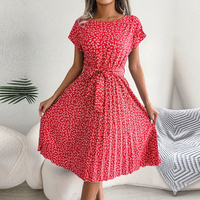 Clara - Blaues Blütenmuster Sommerkleid