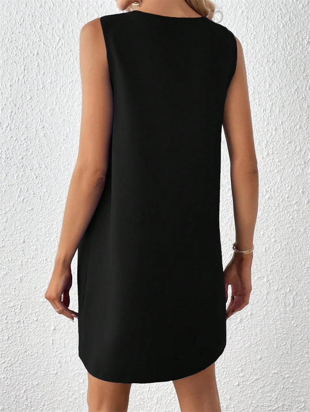 Anna - Blaues V-Ausschnitt Sommerkleid