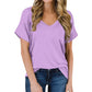 Anna - Schlichtes Schwarzes V-Ausschnitt T-Shirt