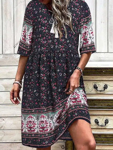 Nina - Buntes Boho-Chiffonkleid