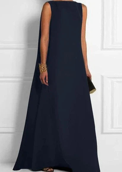 Midnight Elegance - Langarmloses Abendkleid in Tiefblau