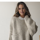 FallStil® - Oversize Pullover mit elfenbeinfarbener Taschenfront