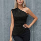 Schwarzes One-Shoulder Tanktop - Valeria