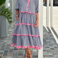 ALISSA - Langes Kleid mit dreiviertel Ärmeln und Karomuster