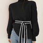 WinterStil® - Schwarzer Langarmpullover mit hohem Halsausschnitt