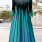 SpringStil® - Ribbon Green Ombre Stripe ¾-Ärmel Midikleid