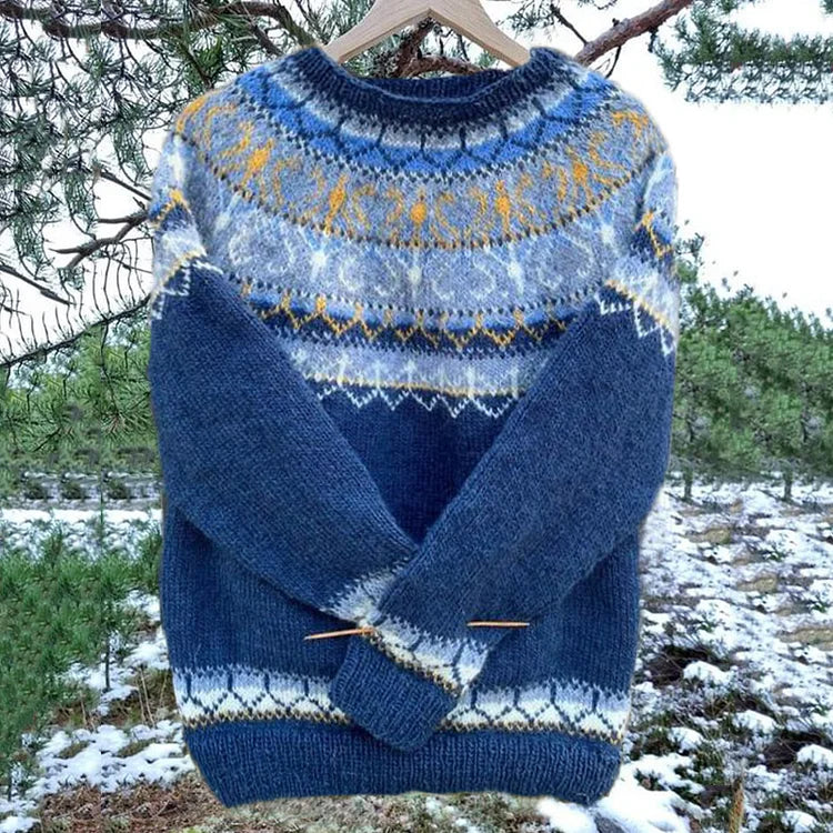 Melina - Isländischer Vintage Strick-Jacquard Pullover